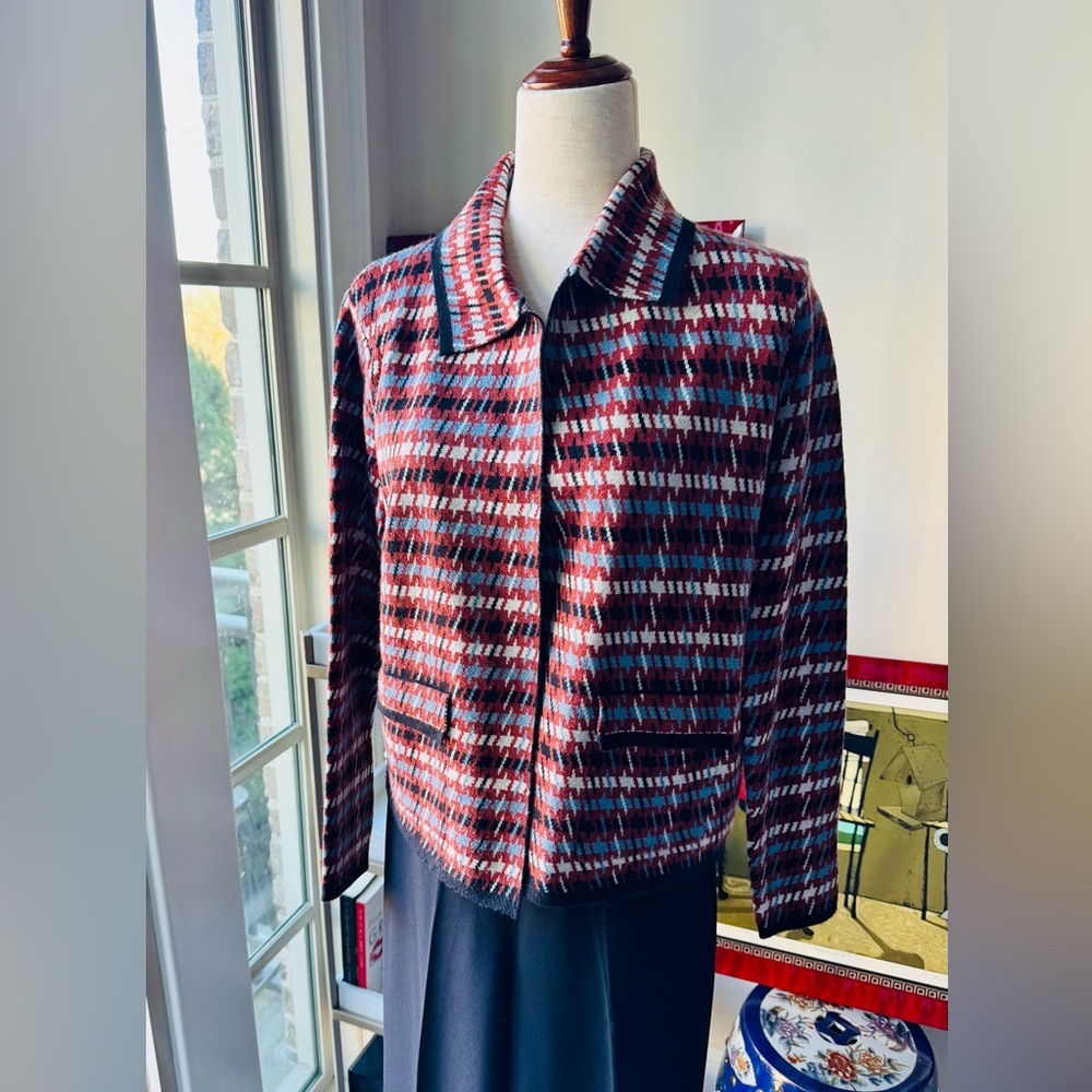 Tahari Women's  Checkered Cardigan